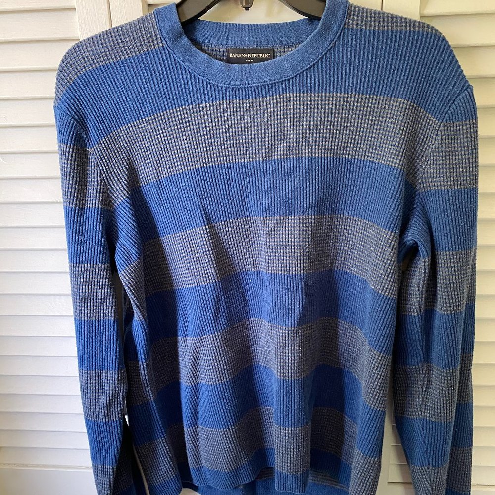 Men's Blue & Gray Banana Republic Long Sleeve Shirt, M